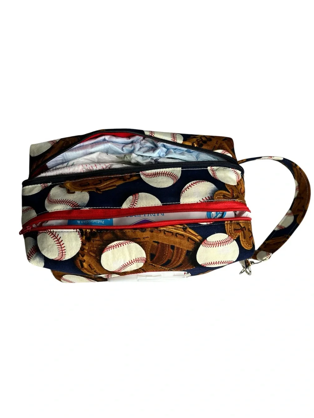 Handmade travel diaper bag double zipper bag